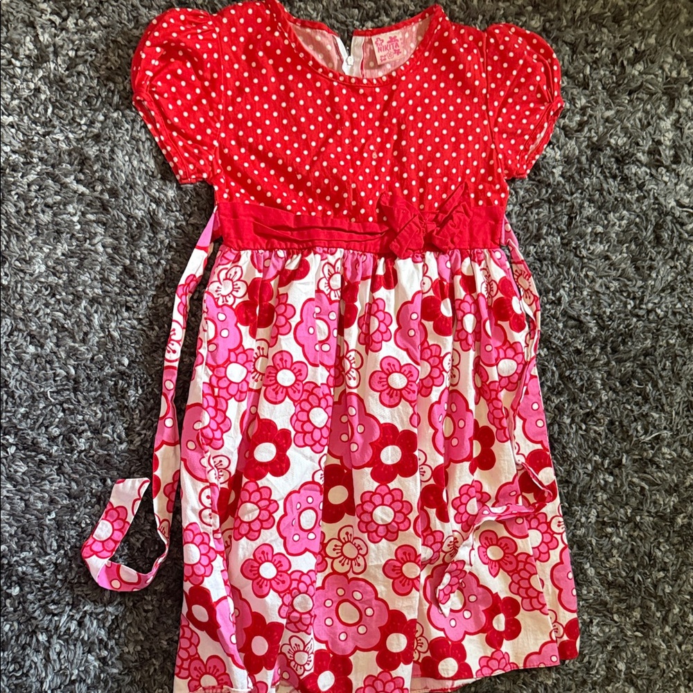 Charming Red and Pink Floral Kids Formal Dress